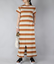 今季　半額以下　アダムエロペ　マルチボーダーワンピース　マキシワンピ Miller for ADAM ET ROPE'】 別注WAFFLE BORDER DRESS