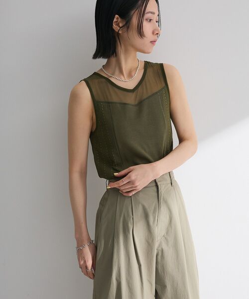 Sugar spoon(シュガースプーン)の「・SUGAR SPOON 2wayレースタンク(カップ付)(タンクトップ・レディース・カーキ/チャコールグレー/ブラック/オフホワイト・FREE)」の8枚目の写真