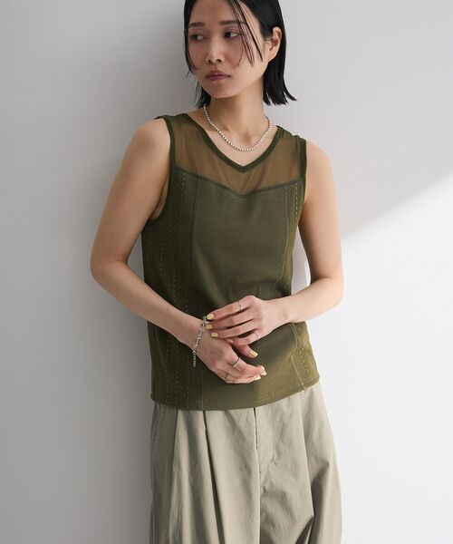 Sugar spoon(シュガースプーン)の「・SUGAR SPOON 2wayレースタンク(カップ付)(タンクトップ・レディース・カーキ/チャコールグレー/ブラック/オフホワイト・FREE)」の9枚目の写真