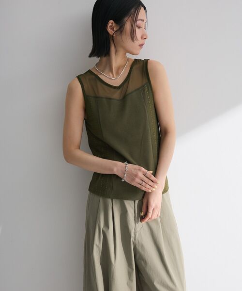 Sugar spoon(シュガースプーン)の「・SUGAR SPOON 2wayレースタンク(カップ付)(タンクトップ・レディース・カーキ/チャコールグレー/ブラック/オフホワイト・FREE)」の10枚目の写真