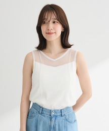 シアー」に該当するタンクトップ（ホワイト/白色系
