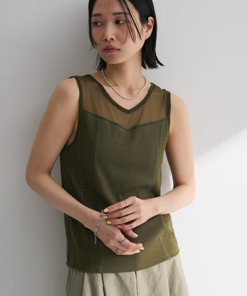 Sugar spoon(シュガースプーン)の「・SUGAR SPOON 2wayレースタンク(カップ付)(タンクトップ・レディース・カーキ/チャコールグレー/ブラック/オフホワイト・FREE)」の4枚目の写真