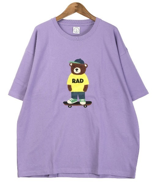 LUXSTYLE(ラグスタイル)の「くまサガラ刺繍半袖Tシャツ(Tシャツ/カットソー・メンズ・ホワイト/パープル/ブラック・L/M)」の3枚目の写真