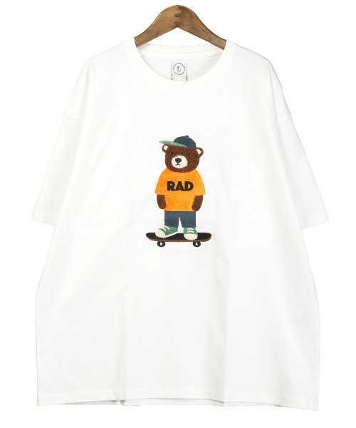 LUXSTYLE(ラグスタイル)の「くまサガラ刺繍半袖Tシャツ(Tシャツ/カットソー・メンズ・ホワイト/パープル/ブラック・L/M)」の1枚目の写真