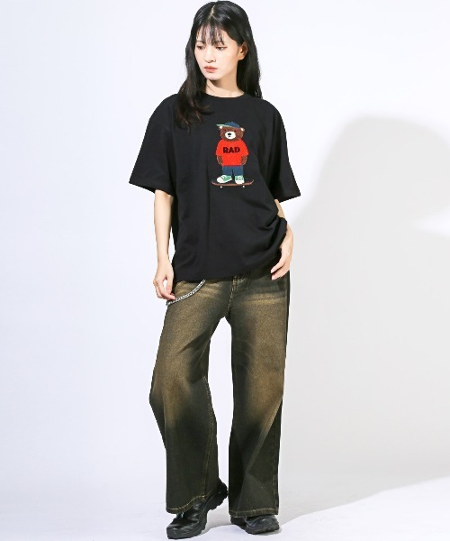 LUXSTYLE(ラグスタイル)の「くまサガラ刺繍半袖Tシャツ(Tシャツ/カットソー・メンズ・ホワイト/パープル/ブラック・L/M)」の22枚目の写真