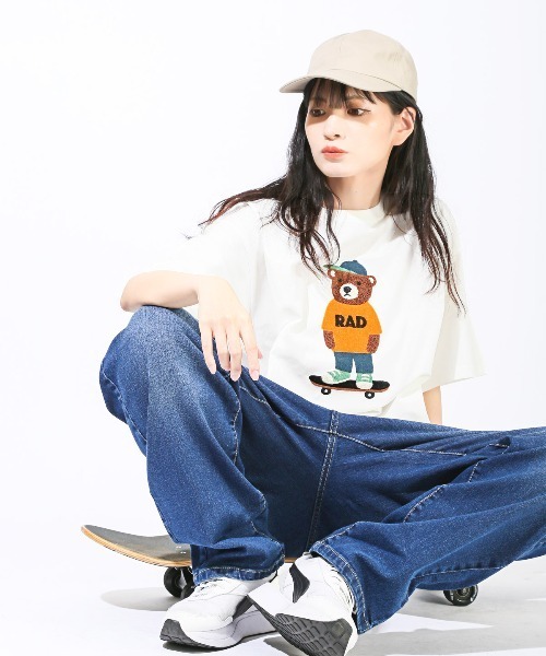 LUXSTYLE(ラグスタイル)の「くまサガラ刺繍半袖Tシャツ(Tシャツ/カットソー・メンズ・ホワイト/パープル/ブラック・L/M)」の14枚目の写真