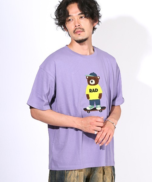 LUXSTYLE(ラグスタイル)の「くまサガラ刺繍半袖Tシャツ(Tシャツ/カットソー・メンズ・ホワイト/パープル/ブラック・L/M)」の15枚目の写真