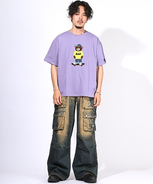 LUXSTYLE(ラグスタイル)の「くまサガラ刺繍半袖Tシャツ(Tシャツ/カットソー・メンズ・ホワイト/パープル/ブラック・L/M)」の16枚目の写真