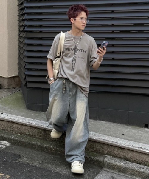 nmtc+】stripe wash wide denim pants（デニムパンツ）｜Never