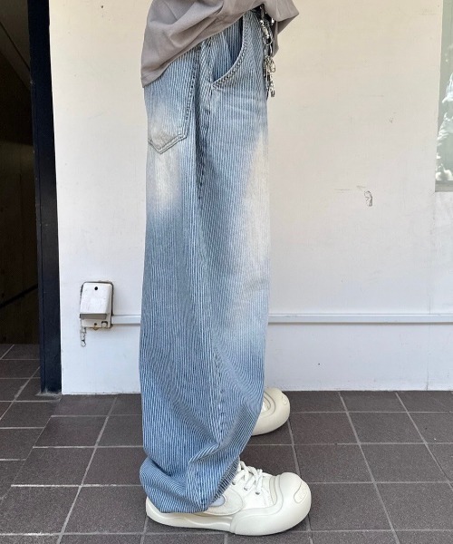 nmtc+】stripe wash wide denim pants（デニムパンツ）｜Never