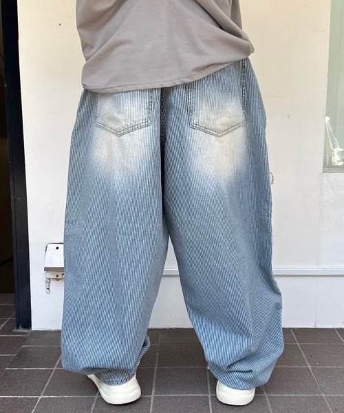 TURNTIDE*日本未入荷 パネルデザインWideLeg Denim/Casual Pants TURNTIDE*日本未入荷 ユーズド/ダメージ加工WideLeg Denim/Jeans