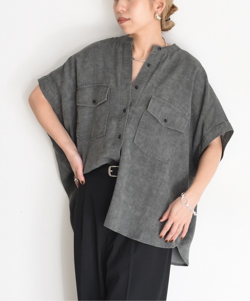 Eimee Law バイオ加工 フレンチスリーブシャツ バイオ加工 フレンチスリーブシャツ Eimee Law│Eimee Law