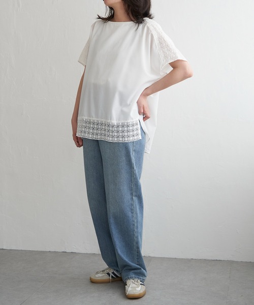 VENCEEXCHANGE(ヴァンスエクスチェンジ)の「レース切替Tブラウス(シャツ/ブラウス・レディース・オフホワイト/オレンジ・L/M)」の6枚目の写真