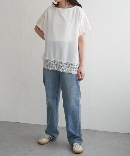 VENCEEXCHANGE(ヴァンスエクスチェンジ)の「レース切替Tブラウス(シャツ/ブラウス・レディース・オフホワイト/オレンジ・L/M)」の7枚目の写真
