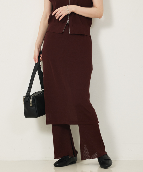 abahouse mavie(アバハウスマヴィ)の「【セットアップ対応】ニットスカートレイヤードパンツ(その他パンツ・レディース・ブラック/ブラウン・フリー)」の2枚目の写真