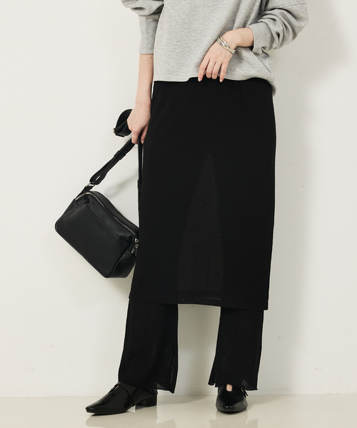 abahouse mavie(アバハウスマヴィ)の「【セットアップ対応】ニットスカートレイヤードパンツ(その他パンツ・レディース・ブラック/ブラウン・フリー)」の1枚目の写真