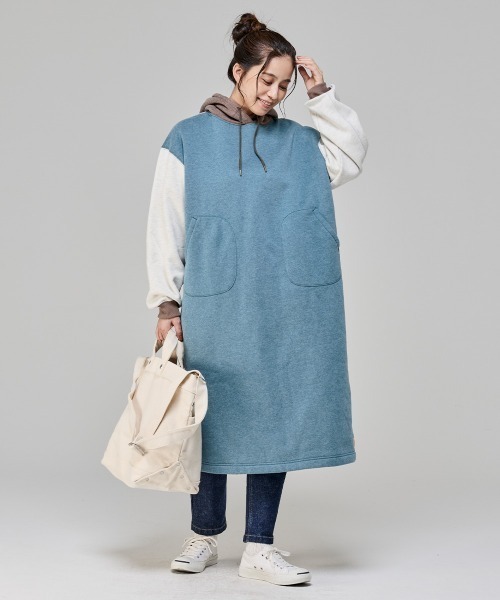 KRIFF MAYER Lady's Collection（クリフメイヤーレディースコレクション）の「裏起毛杢スウェットワンピース（スウェット・レディース・チャコール/オートミール/グリーン/カラフル/グレー/ブルー・MEDIUM/LARGE）」の6枚目の写真
