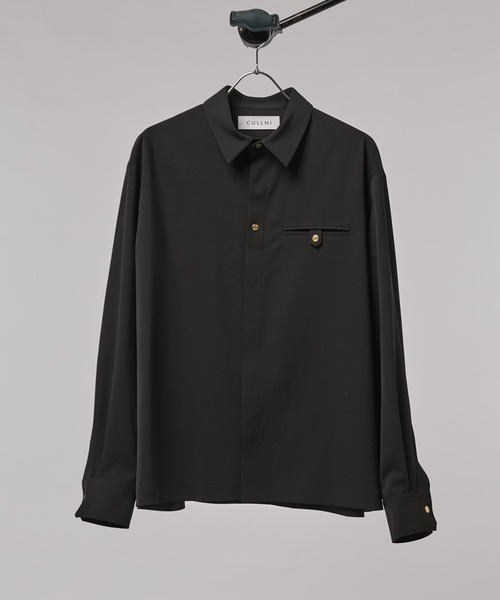 CULLNI 黒 ボタン付きシャツ　サイズ2 CULLNI/クルニ】ポケ付き比翼シャツ（シャツ/ブラウス）｜CULLNI