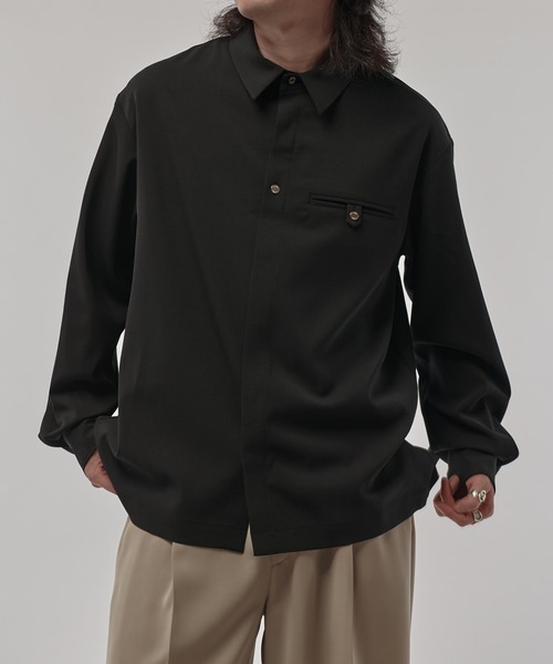 CULLNI（クルニ）の「【CULLNI/クルニ】ポケ付き比翼シャツ（シャツ/ブラウス・メンズ・アイボリー/ブラック/ブラウン・1/2）」の12枚目の写真