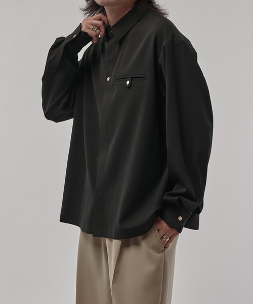 CULLNI（クルニ）の「【CULLNI/クルニ】ポケ付き比翼シャツ（シャツ/ブラウス・メンズ・アイボリー/ブラック/ブラウン・1/2）」の14枚目の写真