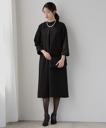 セール】【喪服・礼服】フォーマルワンピース キーネック 半袖