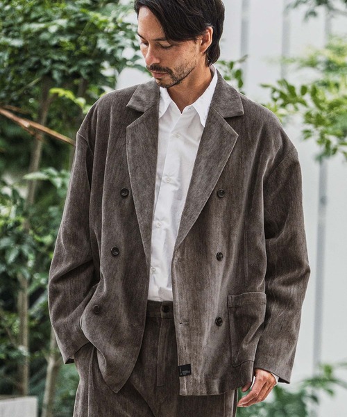CAMBIO(カンビオ)の「mj10920-chenille Fabric Double Breast Jacket ダブルブレストジャケット(テーラードジャケット・メンズ・ブラック/グレー/ブラウン・M/L)」の1枚目の写真