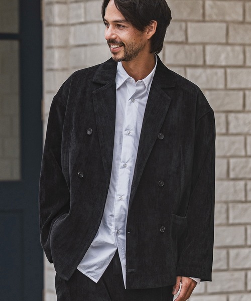 CAMBIO(カンビオ)の「mj10920-chenille Fabric Double Breast Jacket ダブルブレストジャケット(テーラードジャケット・メンズ・ブラック/グレー/ブラウン・M/L)」の2枚目の写真