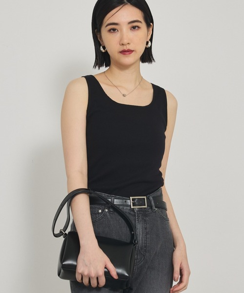 qualite(カリテ)の「【上質な着心地にこだわった1枚】プレミアムフライスタンクトップ/ノースリーブトップス(タンクトップ・レディース・オフホワイト/カーキ/ブラック・フリー)」の1枚目の写真