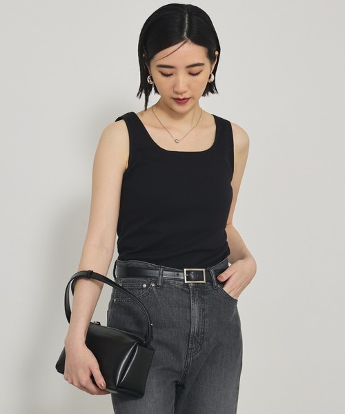 qualite(カリテ)の「【上質な着心地にこだわった1枚】プレミアムフライスタンクトップ/ノースリーブトップス(タンクトップ・レディース・オフホワイト/カーキ/ブラック・フリー)」の6枚目の写真