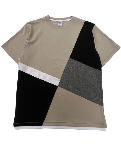 HORIZON DREAM（ホライゾンドリーム）の「ナナメ切替Tシャツ（Tシャツ/カットソー・メンズ・ホワイト/ブラック/グレイッシュベージュ・LARGE/MEDIUM）」の6枚目の写真