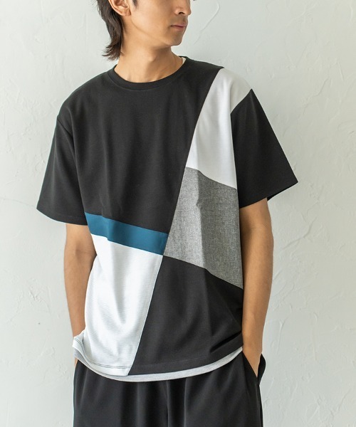 HORIZON DREAM（ホライゾンドリーム）の「ナナメ切替Tシャツ（Tシャツ/カットソー・メンズ・ホワイト/ブラック/グレイッシュベージュ・LARGE/MEDIUM）」の10枚目の写真