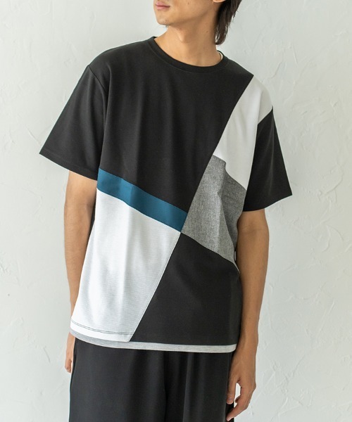 HORIZON DREAM（ホライゾンドリーム）の「ナナメ切替Tシャツ（Tシャツ/カットソー・メンズ・ホワイト/ブラック/グレイッシュベージュ・LARGE/MEDIUM）」の11枚目の写真