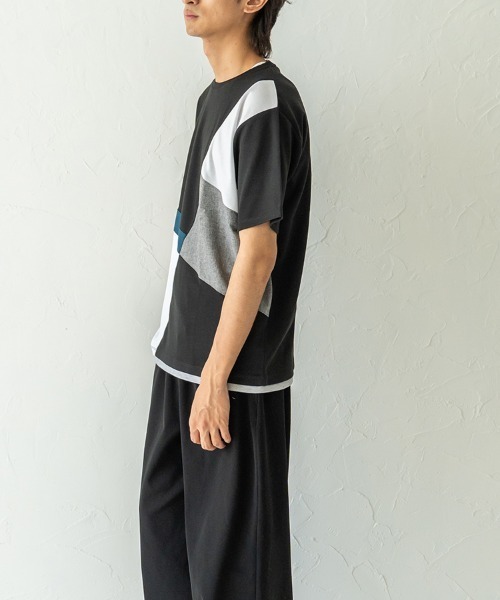 HORIZON DREAM（ホライゾンドリーム）の「ナナメ切替Tシャツ（Tシャツ/カットソー・メンズ・ホワイト/ブラック/グレイッシュベージュ・LARGE/MEDIUM）」の18枚目の写真