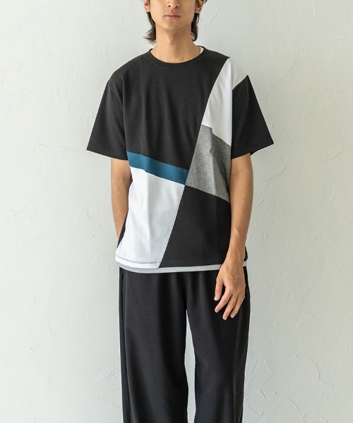 HORIZON DREAM（ホライゾンドリーム）の「ナナメ切替Tシャツ（Tシャツ/カットソー・メンズ・ホワイト/ブラック/グレイッシュベージュ・LARGE/MEDIUM）」の20枚目の写真