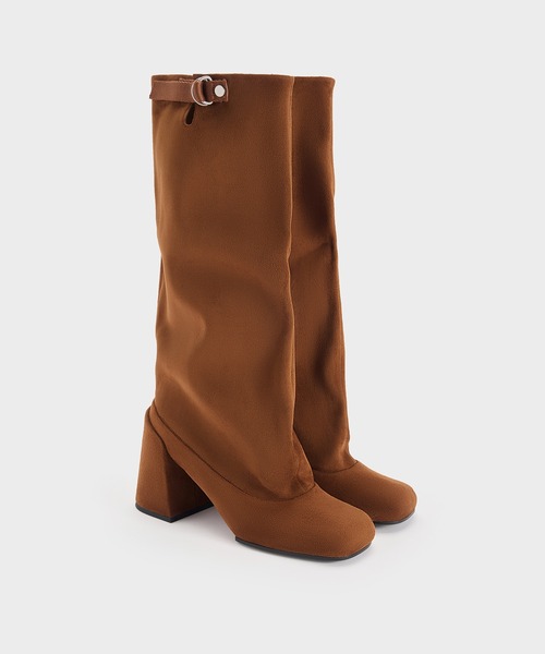 CHARLES & KEITH(チャールズ & キース)の「Robbie ロビー スラウチーブロックヒールロングブーツ(ブーツ・レディース・ブラウン/ブラック・25.5cm/25cm/24.5cm/23.5cm/23cm/22.5cm)」の3枚目の写真