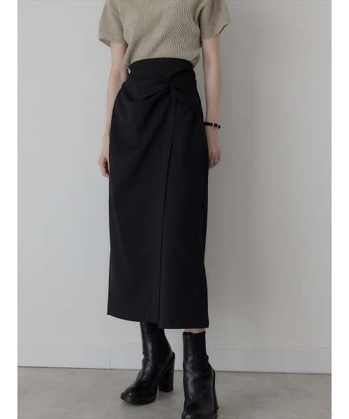 amel（エイメル）の「【RE ARRIVAL】ノットデザインラップスカート / ブラック（スカート・レディース・ブラック・FREE）」の2枚目の写真