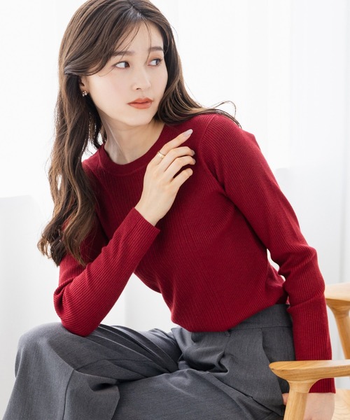 セール】【ウォッシャブル】変則リブニット（ニット/セーター