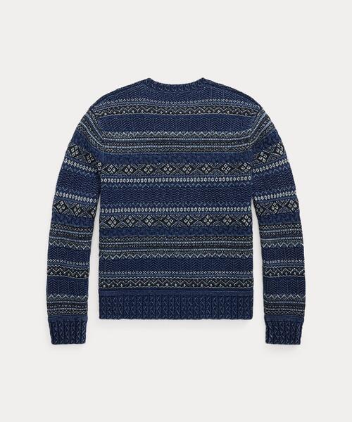 セール】インディゴ フェア アイル コットンリネン セーター（ニット