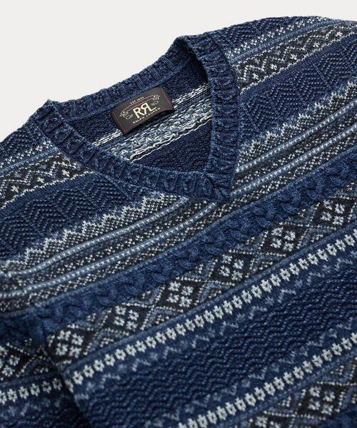 セール】インディゴ フェア アイル コットンリネン セーター（ニット