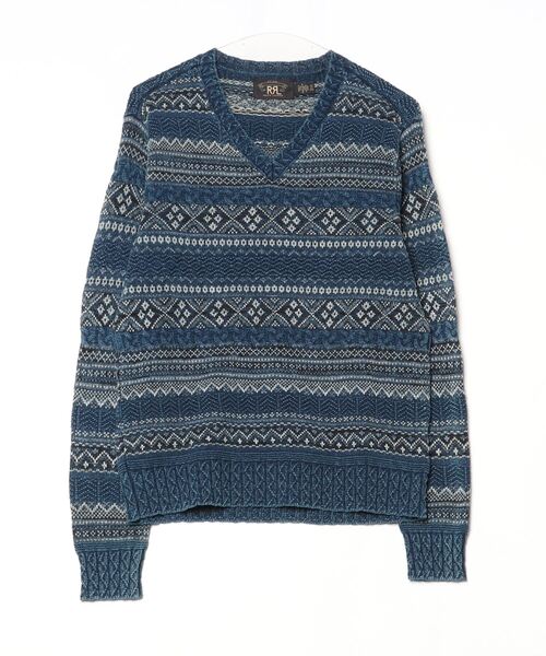 セール】インディゴ フェア アイル コットンリネン セーター（ニット