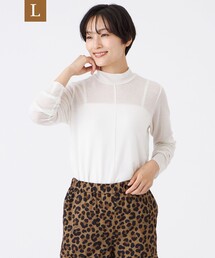 【L】【ウォッシャブル】シアーラメジャージーハイネックカットソー