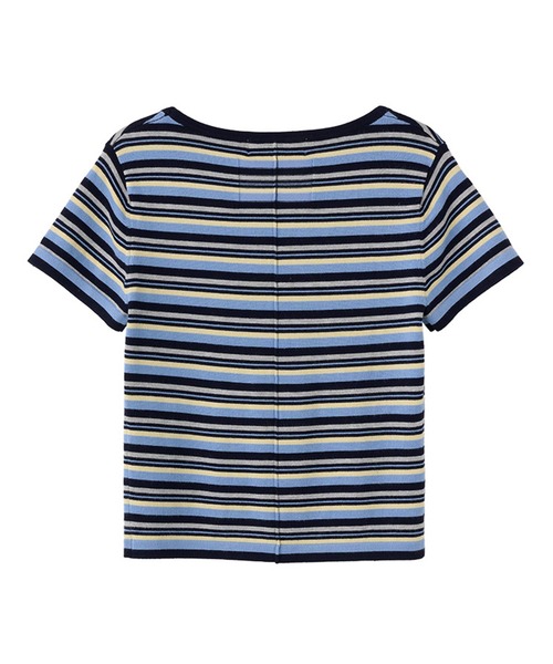 GENERAL IDEA（ジェネラルアイデア）の「GENERAL IDEA/ジェネラルアイディア multi stripe u-neck half knit 半袖ニット（ニット/セーター・レディース・ブルー/ピンク/グリーン・L/S/M）」の9枚目の写真
