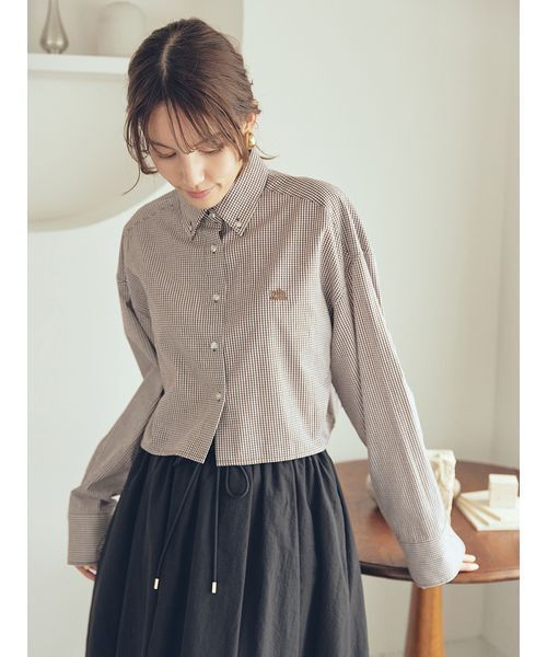 Mila Owen（ミラオーウェン）の「イージーケアクロップド釦ダウンシャツ（シャツ/ブラウス・レディース・ホワイト/ピンク/ミント/チェック・0/1）」の18枚目の写真