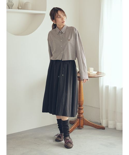 Mila Owen（ミラオーウェン）の「イージーケアクロップド釦ダウンシャツ（シャツ/ブラウス・レディース・ホワイト/ピンク/ミント/チェック・0/1）」の19枚目の写真