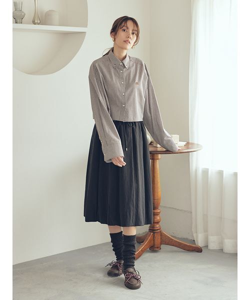 Mila Owen（ミラオーウェン）の「イージーケアクロップド釦ダウンシャツ（シャツ/ブラウス・レディース・ホワイト/ピンク/ミント/チェック・0/1）」の20枚目の写真