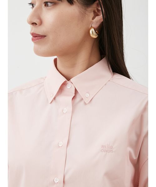Mila Owen（ミラオーウェン）の「イージーケアクロップド釦ダウンシャツ（シャツ/ブラウス・レディース・ホワイト/ピンク/ミント/チェック・0/1）」の9枚目の写真