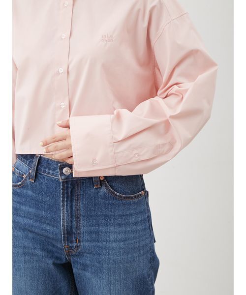 Mila Owen（ミラオーウェン）の「イージーケアクロップド釦ダウンシャツ（シャツ/ブラウス・レディース・ホワイト/ピンク/ミント/チェック・0/1）」の11枚目の写真