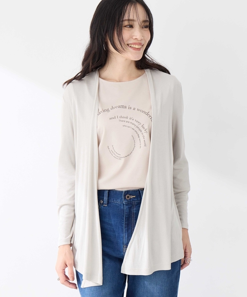 A/C DESIGN BY ALPHA CUBIC（エーシーデザインバイアルファキュービック）の「トッパーカーディガン（カーディガン/ボレロ・レディース・ライトグレー/ブラック・M/L/LL/3L）」の3枚目の写真