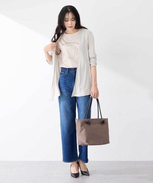 A/C DESIGN BY ALPHA CUBIC（エーシーデザインバイアルファキュービック）の「トッパーカーディガン（カーディガン/ボレロ・レディース・ライトグレー/ブラック・M/L/LL/3L）」の10枚目の写真