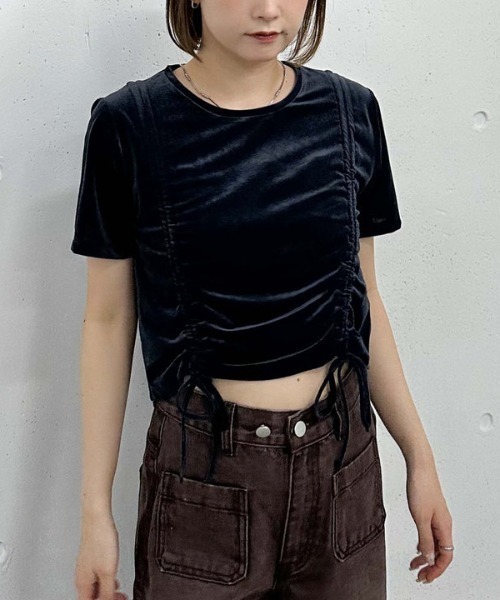 archives(アルシーヴ)の「ベロアドロストTEE(Tシャツ/カットソー・レディース・アイボリー/ネイビー/モカ・MEDIUM)」の3枚目の写真